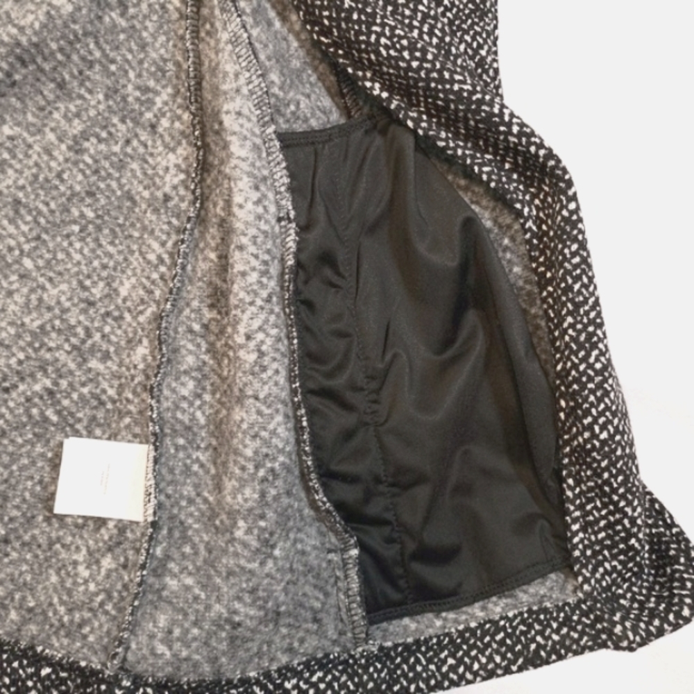 Lands End Side Zip Black And White Tweed Womens M Coat Office Whimsigoth Preppy - Picture 6 of 16